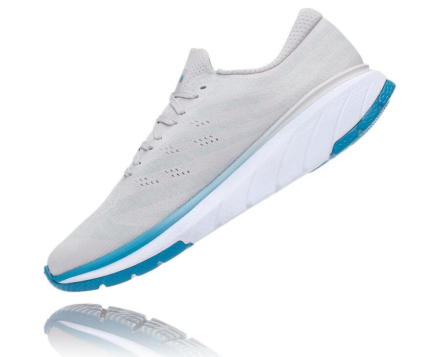 Running Shoes Mens - Hoka One One Cavu 3 - White/Blue - PEMGUHD-63